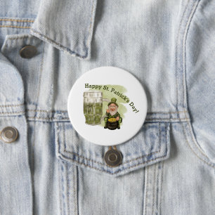 Leprechaun und Grüner Beer St. Patrick's Day Button