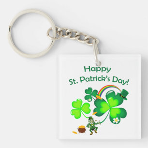 Leprechaun und Kleeblatt Schlüsselanhänger