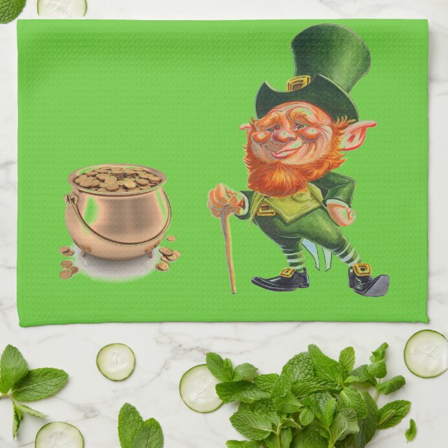 LEPRECHAUN UND POT DES GOLD-Handtuches Küchentuch (Gefaltet)
