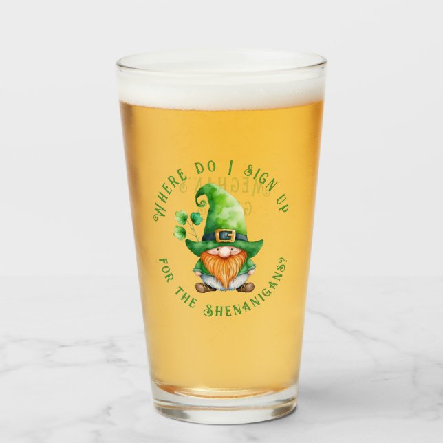 Leprechaun-Wo abonniere ich die Shenanigans? Glas (Vorne (Gefüllt))
