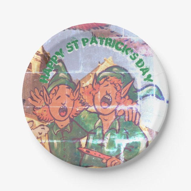 Leprechauns Decorated Window St Patrick Paper Plat Pappteller (Vorderseite)
