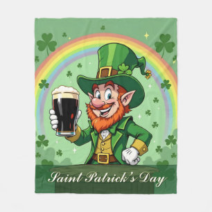 Leprechauns Jubel unter dem Regenbogen Fleecedecke