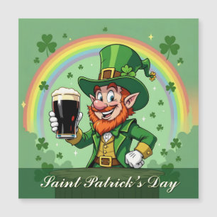 Leprechauns Jubel unter dem Regenbogen Magnetkarte