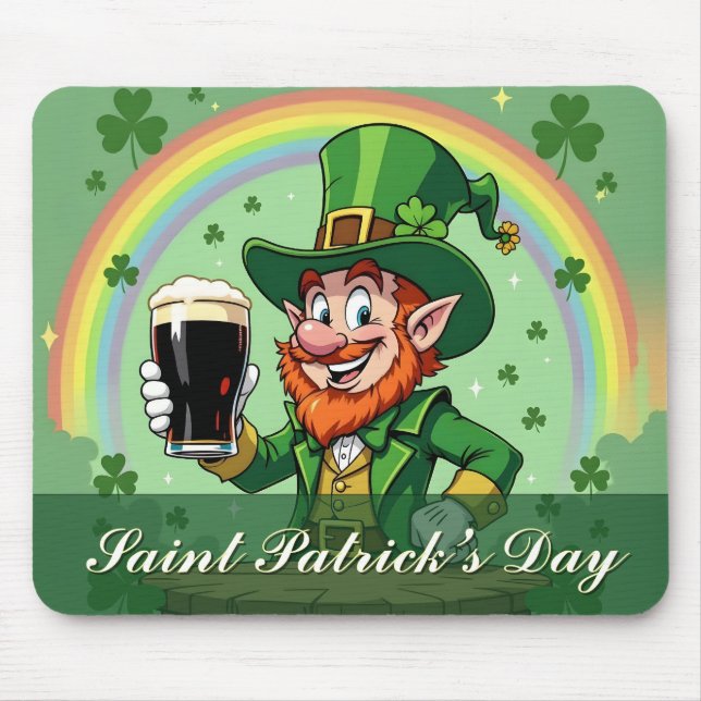 Leprechauns Jubel unter dem Regenbogen Mousepad (Vorne)