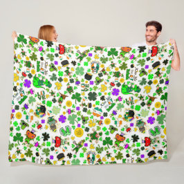 Leprechauns Kleeblatts Gold Mushrooms Kiss Me Fleecedecke