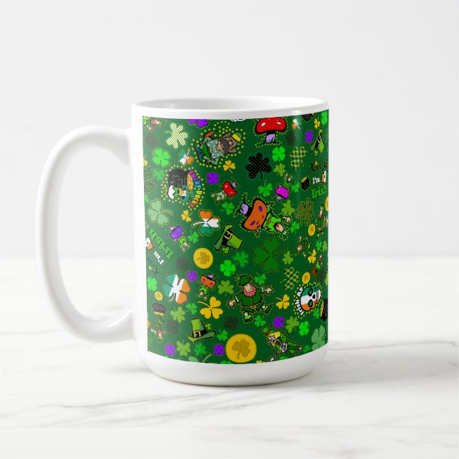 Leprechauns Kleeblatts Gold Mushrooms Kiss Me Kaffeetasse (Links)