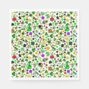 Leprechauns Kleeblatts Gold Mushrooms Kiss Me Serviette