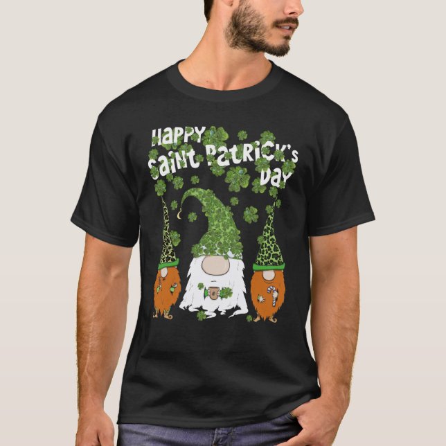 Leprechauns Leopard Shamrock Happy St Patricks Day T-Shirt (Vorderseite)