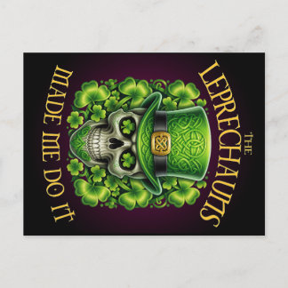 Leprechauns Made Me Do It Skull Shamrock Saint Pat Postkarte