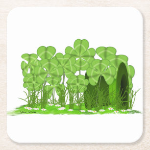 Leprechaun's Top Hat Lying im Bereich der Kleeblät Rechteckiger Pappuntersetzer