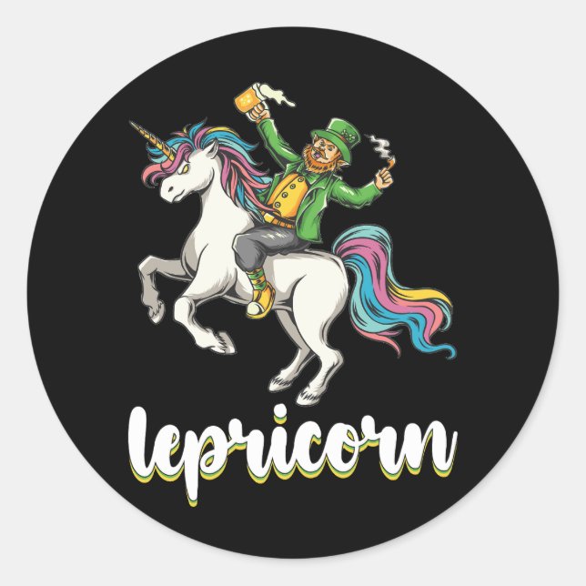 Lepricorn Leprechaun Unicorn St Patrick's Day Runder Aufkleber (Vorderseite)