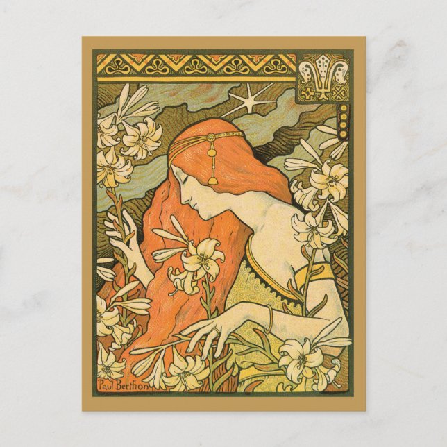 L'Ermitage Französische Jugendfrau im Bereich Blum Postkarte (Vorderseite)