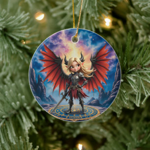 Lerne Emberlyn kennen — die lächelnde Chaoswächter Keramik Ornament