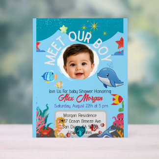 Lerne unseren Jungen kennen - Baby Shower Einladun Acrylschild