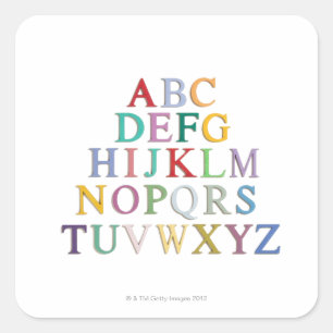 Lernen, Buchstaben, Alphabet Quadratischer Aufkleber