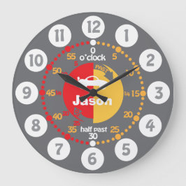 Lernen, die Zeit der grau-roten Jungen Autouhr zu  Große Wanduhr