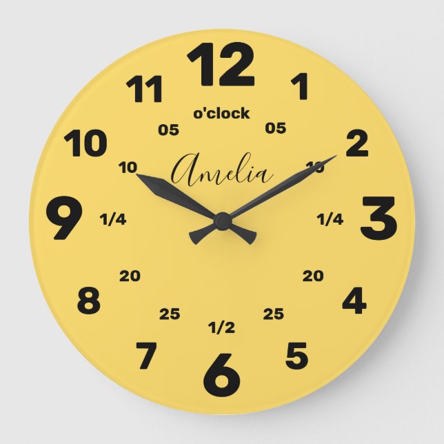 Lernen, die Zeit zu erzählen | PERSONALISIERT | Na Große Wanduhr (Vorderseite)