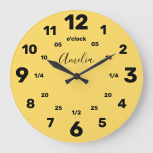 Lernen, die Zeit zu sagen  Personalisiert  Name gr Große Wanduhr