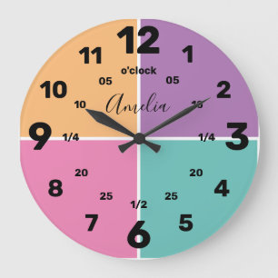 Lernen, die Zeit zu sagen  Personalisiert  Name gr Große Wanduhr