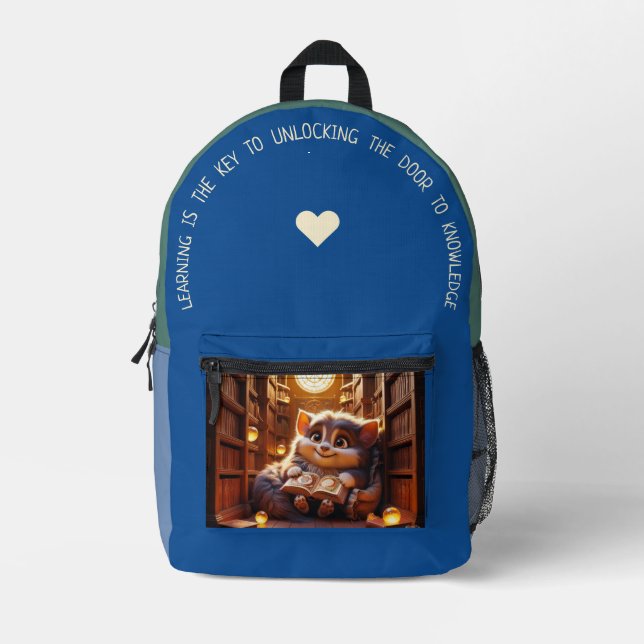 Lernen ist der Schlüssel... Bedruckter Rucksack (Vorderseite)