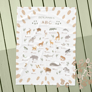Lernen Sie ABC Jungle Safari Tiere Kinder Fleecedecke