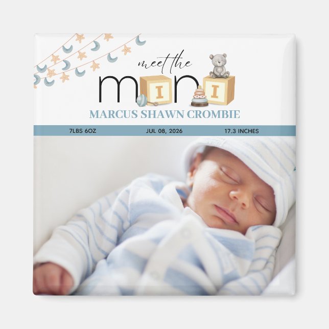 Lernen Sie den Mini Blue Baby Magnet (Vorne)