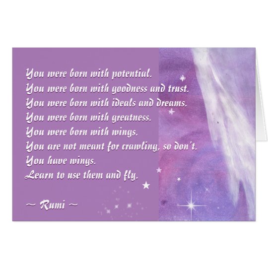Lernen Sie, Ihre Flügel (Rumi Zitat) zu benutzen Karte