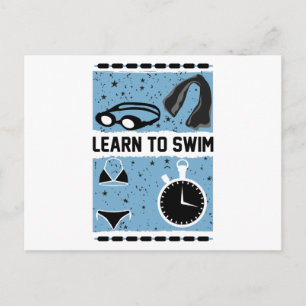 Lernen Sie mit diesem schönen Design zu schwimmen Postkarte
