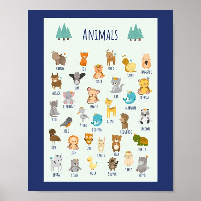 Lernen über die Bildung der Animals School Poster (Vorne)