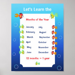 Lernen wir die Monate des Jahres Poster für Kinder