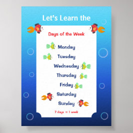 Lernen wir die Wochentage Poster für Kinder