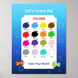 Lernposter für Kinder: Farben im Ozean-Thema Poster