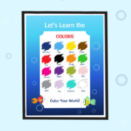 Lernposter für Kinder: Farben im Ozean-Thema Poster