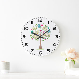 Lernstruktur mit Büchern Große Wanduhr