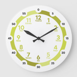Lernuhr - Gelbe Stunden Große Wanduhr