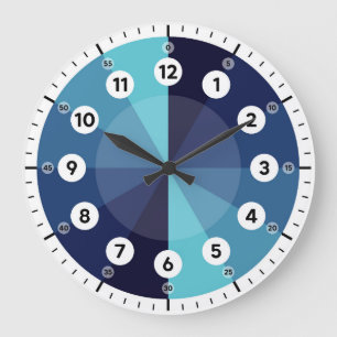 Lernuhr - Gesprächszeit - Mitternacht Blau Große Wanduhr