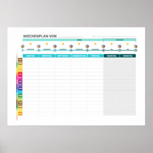 Lernuhr-Jahresender + Wochenkalender Poster