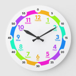 Lernuhr - Neon Rainbow Große Wanduhr