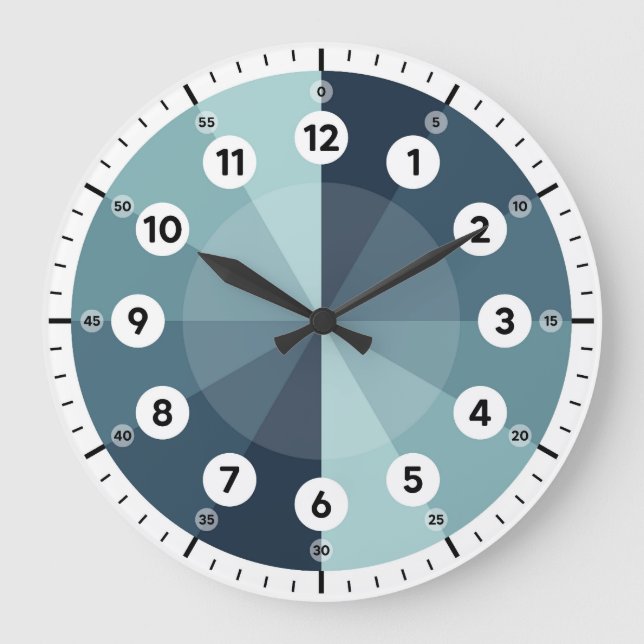 Lernuhr - Zeit erzählen - Blaue Stunden Große Wanduhr (Vorderseite)
