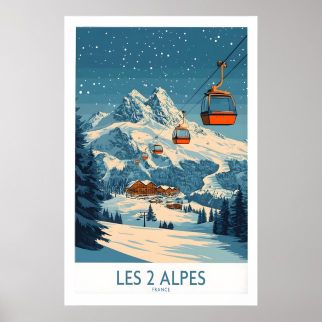 Les 2 Alpes Ski Plakat 1 (Vorne)
