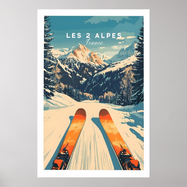 Les 2 Alpes Wandkunst Ski Poster 1 (Vorne)