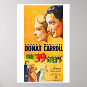 Les 39 étapes - affiche de film vintage