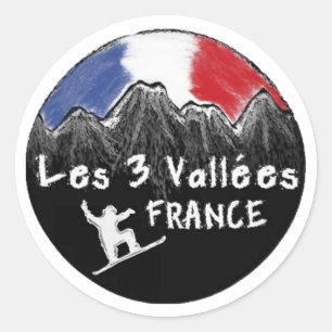Les 3 Vallées France sticker snowboarder