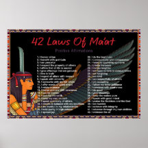 Les 42 Lois De Maat - Poster Des Affirmations Posi