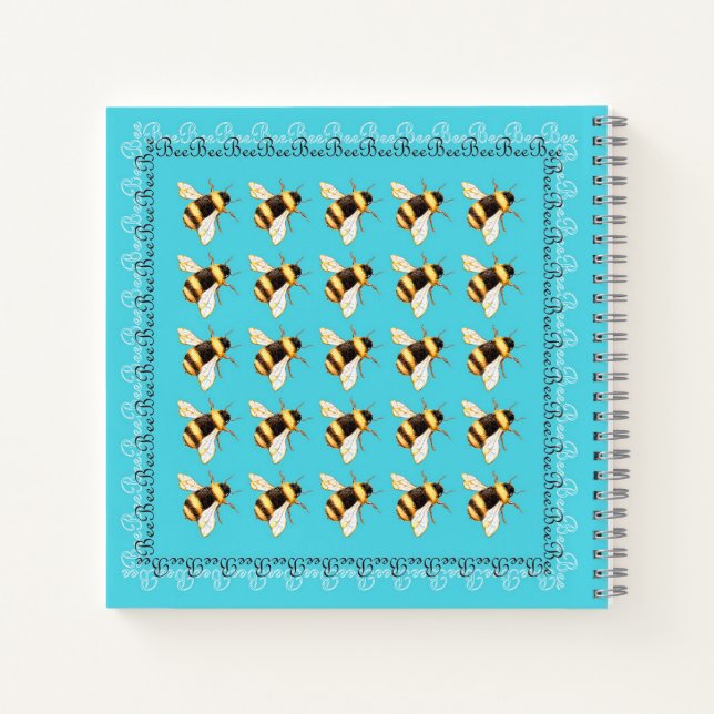 Les abeilles sur le Carré bleu Carnet spiral (Dos)