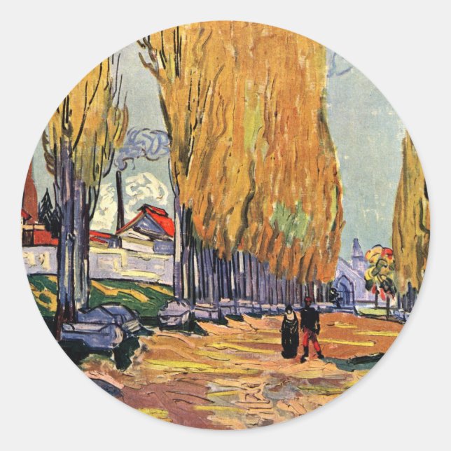 Les Alyscamps (Friedhof) von Vincent van Gogh Runder Aufkleber (Vorderseite)