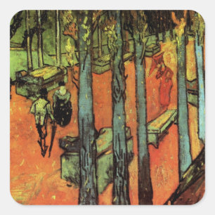 Les Alyscamps, Herbstblätter von Vincent van Gogh Quadratischer Aufkleber