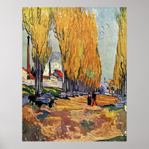 Les Alyscamps von Van Gogh. Herbstlandschaft Poster