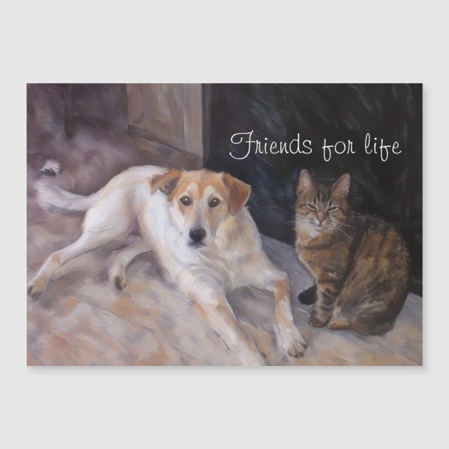 Les Amis De La Vie Chien Et Chat Carte Magnétique (Devant)
