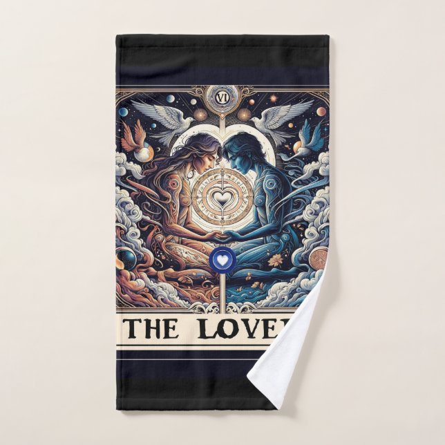 LES AMOUREUX Tarot Céleste Homme & Femme Âmes (Serviette à main)